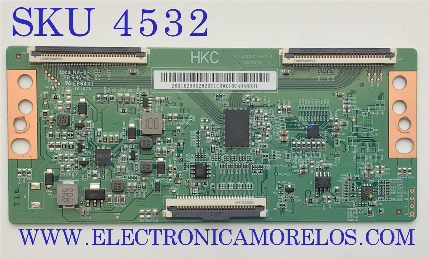 T-CON ORIGINAL PARA TV VIZIO / NUMERO DE PARTE 2601620052 / PT550GS01-3-C-3 / PANEL TPT550WR-GS013.H REV:S1P / DISPLAY PT550GS01-3 / MODELO V555-J01 LTC5E7